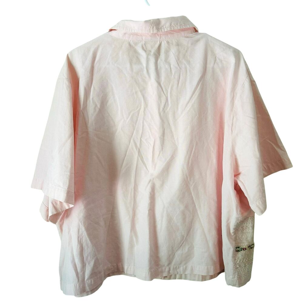 Carolina Colours Plus Light Pink Lace Floral Button Up Collared Top Size 24W - Picture 2 of 6